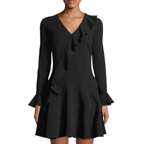 Shoshanna Windham Asymmetric Ruffle Black Shift Dress Size 4 - Picture 1 of 12